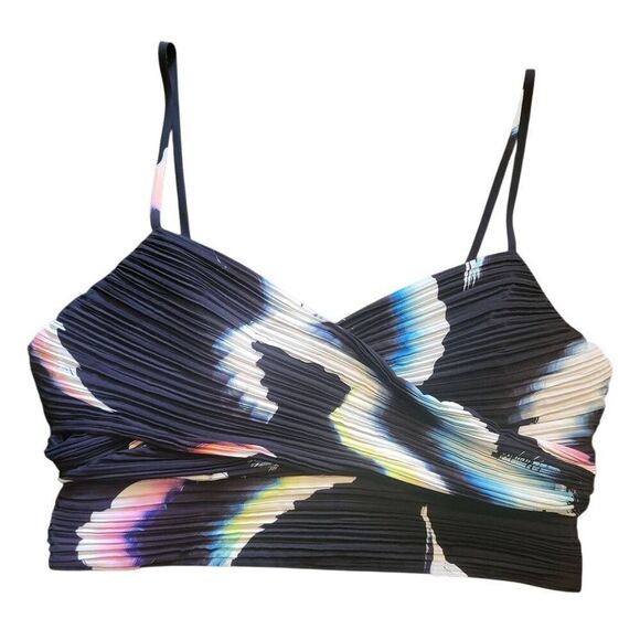 A.L.C. Crop Top Women's 4 Black Floral Sula Bustier Shirred Designer - Picture 3 of 6